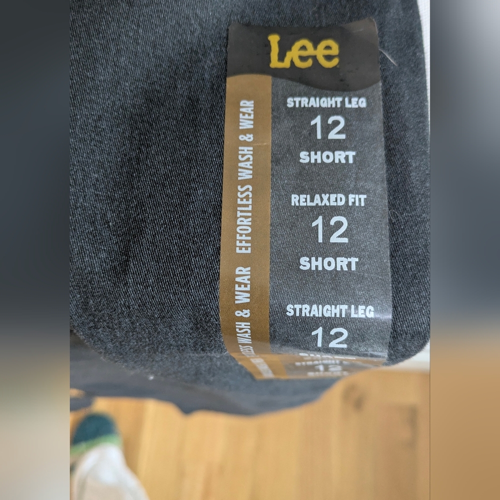 Women's Lee Mid Rise Relaxed Fit Straight Leg Cotton Blend Gray Pant Sz 12 Short - Picture 7 of 15